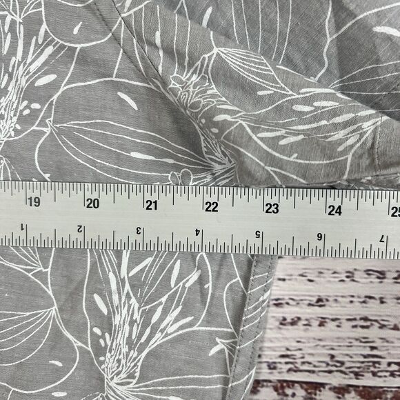 TravisMathew SCOOSH Button Up Shirt Mens L Floral Cotton Tropical Gray Botanical - Picture 7 of 7